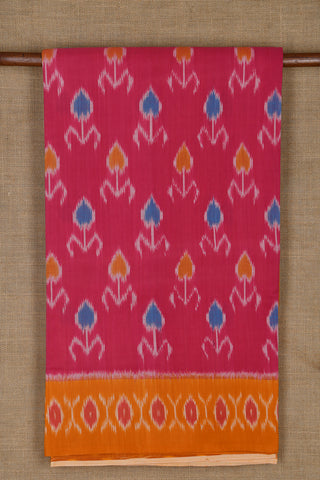 Contrast Border With Buttis Hot Pink Pochampally Cotton Saree