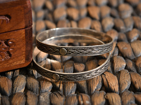 Pair Of Pure Silver Braided Design Bangles