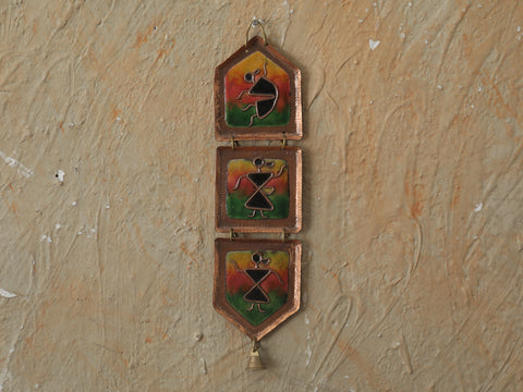Painted Human Design Copper Wall Hanging With Bell