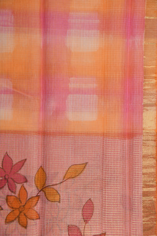 Small Zari Border With Floral Design Light Pink Kota Cotton Saree