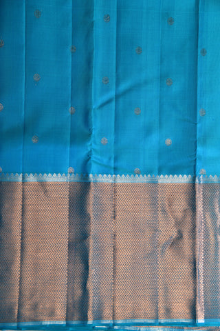 Chevron Design Rudraksha Butta Blue Kanchipuram Silk Saree