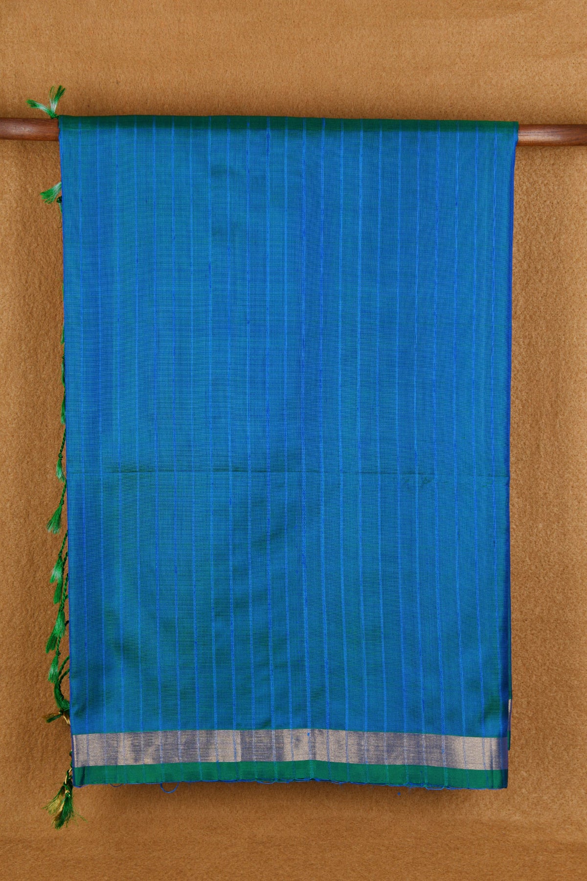Small Zari Border In Plain Greenish Blue Soft Silk Saree