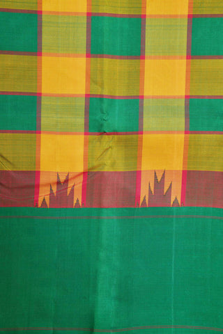 Temple Border With Multicolor Checks Kanchipuram Silk Saree