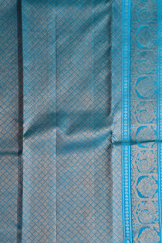 Chevron Design Rudraksha Butta Blue Kanchipuram Silk Saree