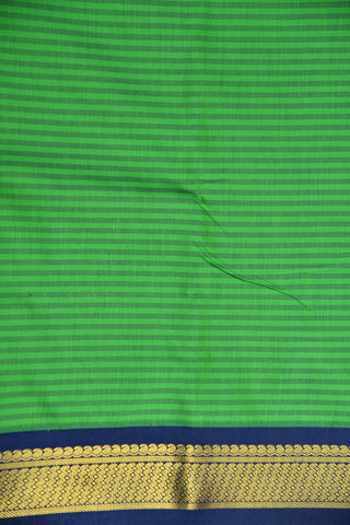 Contrast Zari Paisley Border With Stripes Parrot Green Apoorva Silk Saree
