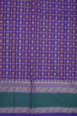 Rudraksh Threadwork Check Purple Coimbatore Cotton Saree