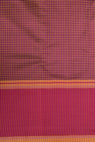 Striped Big Border With Monochrome Checks Purple Kanchipuram Silk Saree