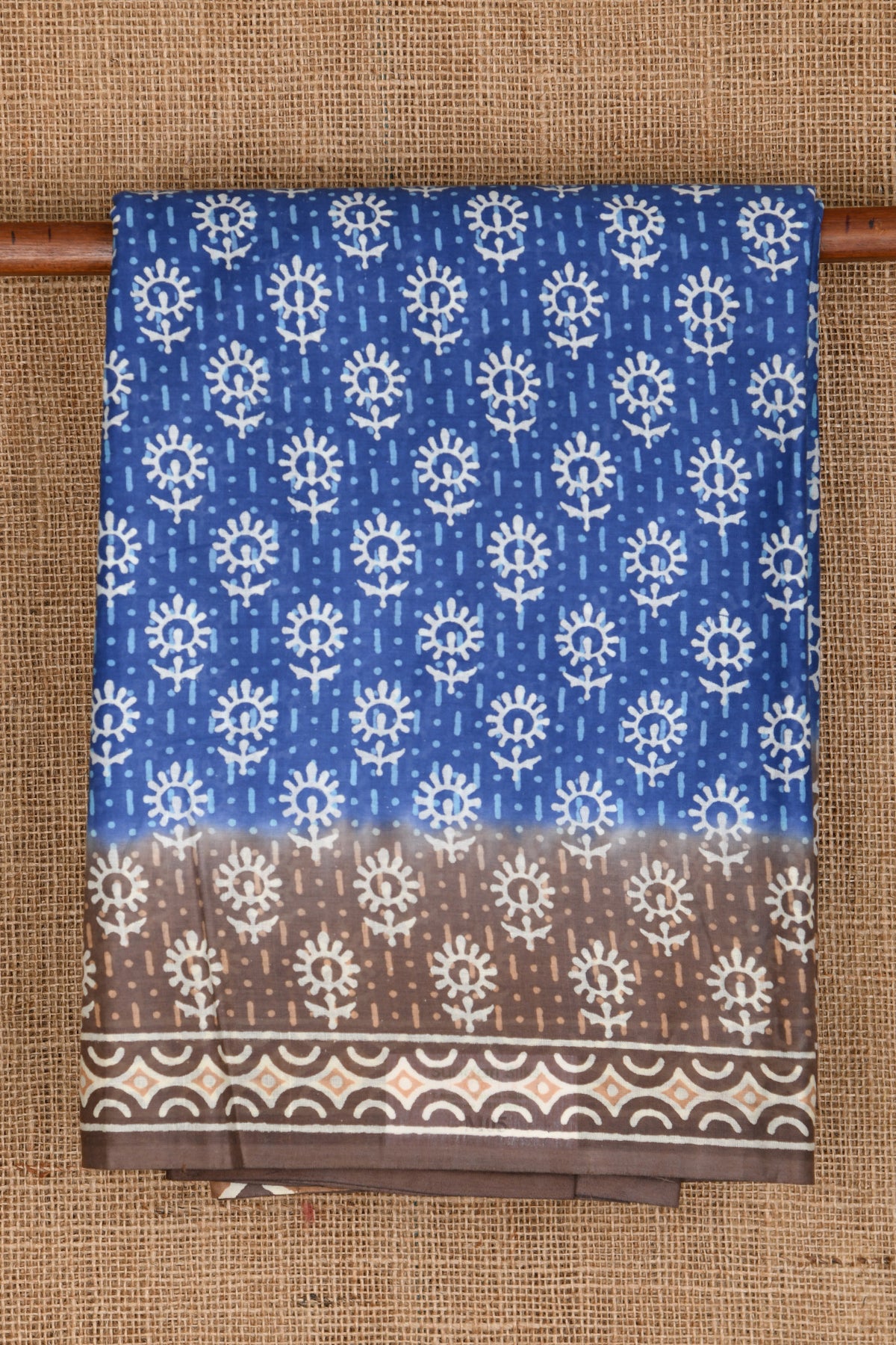 Floral Printed Blue Ahmedabad Cotton Saree