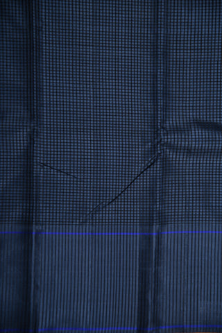 Small Checked Navy Blue Koorainadu Cotton Saree