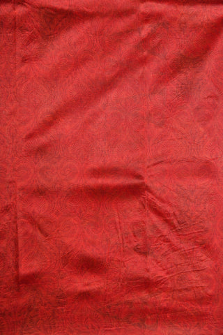 Geometric Design Crimson Red Raw Silk Saree