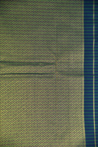 Contrast Zari Paisley Border With Stripes Parrot Green Apoorva Silk Saree