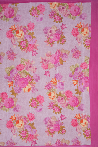 Allover Floral Digital Printed Pale Pink Crepe Saree