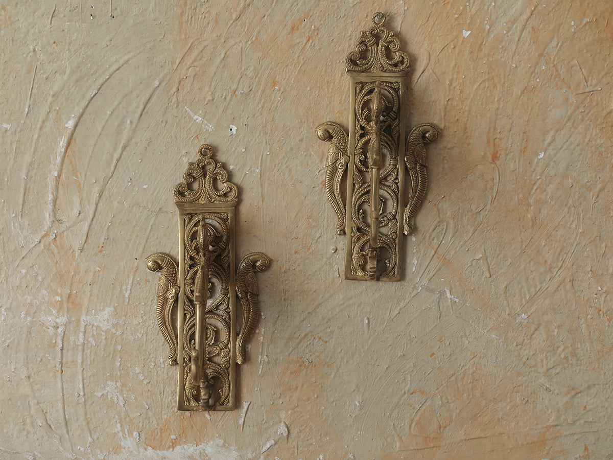 Pair Of Brass Parrot Wall Hangings