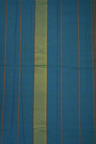 Mayil Kann Zari Border Peacock Blue Chettinadu Cotton Saree