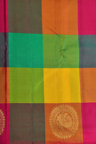 Peacock Zari Butta Multicolor Kanchipuram Silk Saree
