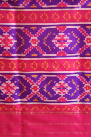 Geometric Design Pink And Purple Patola Silk Saree