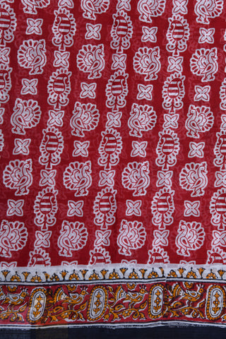 Contrast Printed Buttis Red Hyderabad Cotton Saree