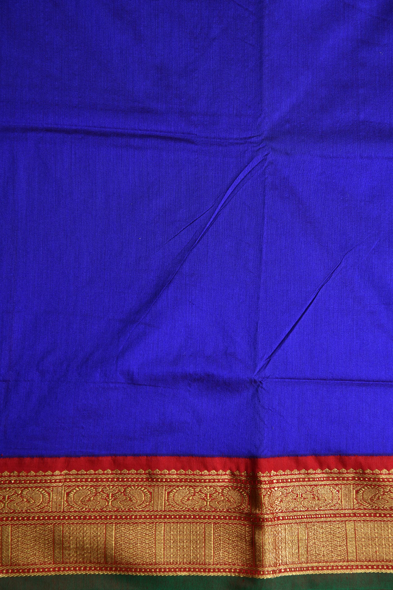 Peacock Motif Border Cobalt Blue Kalyani Cotton Saree