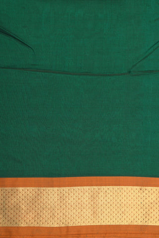 Arai Madam Zari Border In Plain Green Nine Yards Silk Cotton Saree