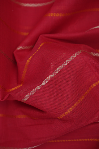 Threadwork Design Scarlet Red Chettinadu Cotton Saree