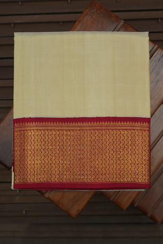 Contrast Zari Border Beige Silk Dhoti With Angavastram Set