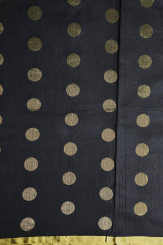 Thread Work Floral Border Design Black Soft Silk Saree