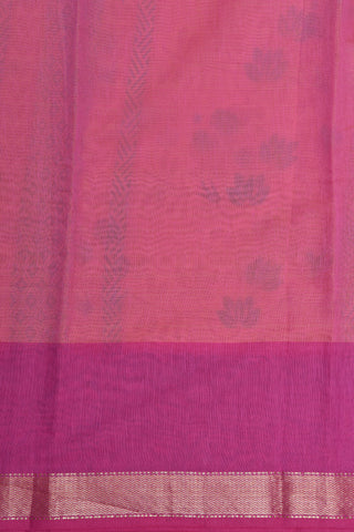 Stripes And Buttis With Contrast Border Pink Chanderi Cotton Saree