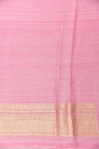 Zari Border With Floral Motif Light Pink Banaras Tussar Silk Saree