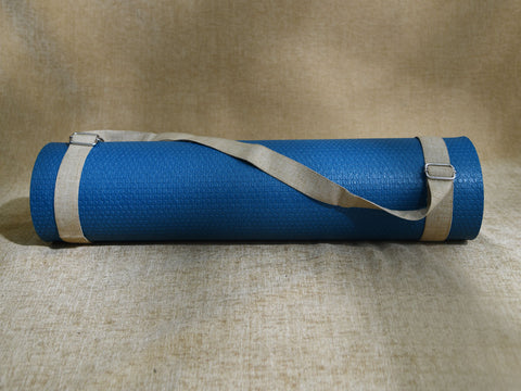 Beige Hand Spun Cotton Yoga Mat Bag With Belt