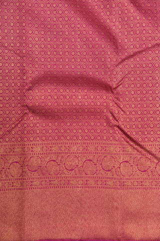 Brocade Diamond And Floral Border With Magenta Color Kanchipuram Silk Saree