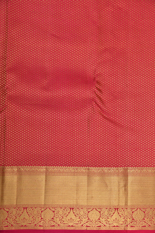 Floral And Zig Zag Design Border With Buttis Punch Pink Kanchipuram Silk Saree