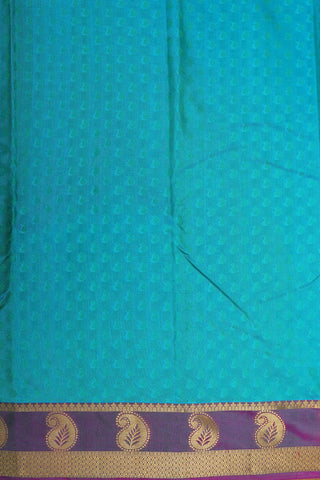 Paisley Zari Border With Self Jacquard Paisley Buttis Cerulean Blue Kanchipuram Silk Saree