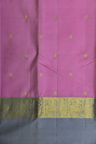 Rudraksha Buttis Rose Pink Kanchipuram Silk Saree