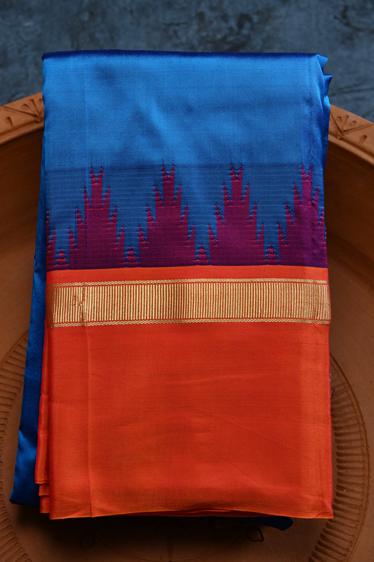 Temple Border Blue Kanchipuram Silk Saree