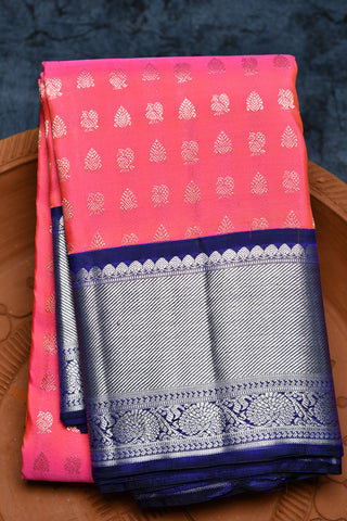 Contrast Big Border With Annam Zari Butta Rose Pink Kanchipuram Silk Saree