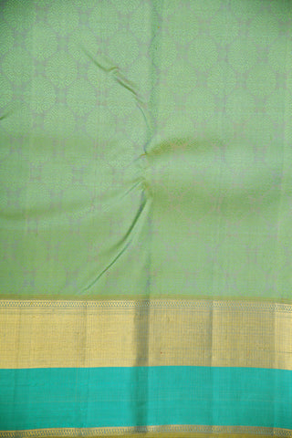 Zari And Thread Vertical Stripes Border In Jacquard Pista Green Kanchipuram Silk Saree