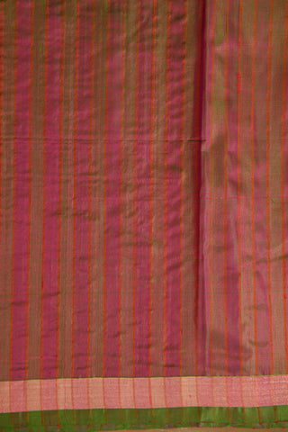 Small Zari Border With Stripes Apple Red Plain Silk Saree