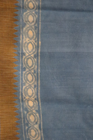 Thread Work Temple Border With Geometric Design Teal Blue Maheswari Cotton Saree