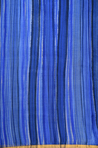 Small Border With Silver Zari Stripes Royal Blue Kota Silk Saree
