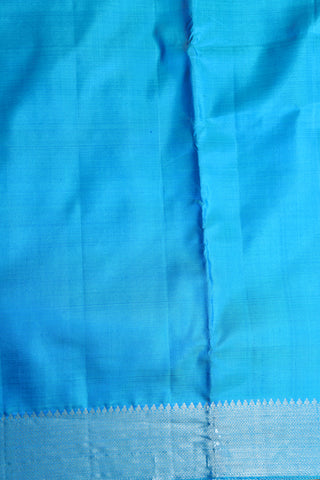 Chevron Border Turquoise Blue Nine Yards Kanchipuram Silk Saree