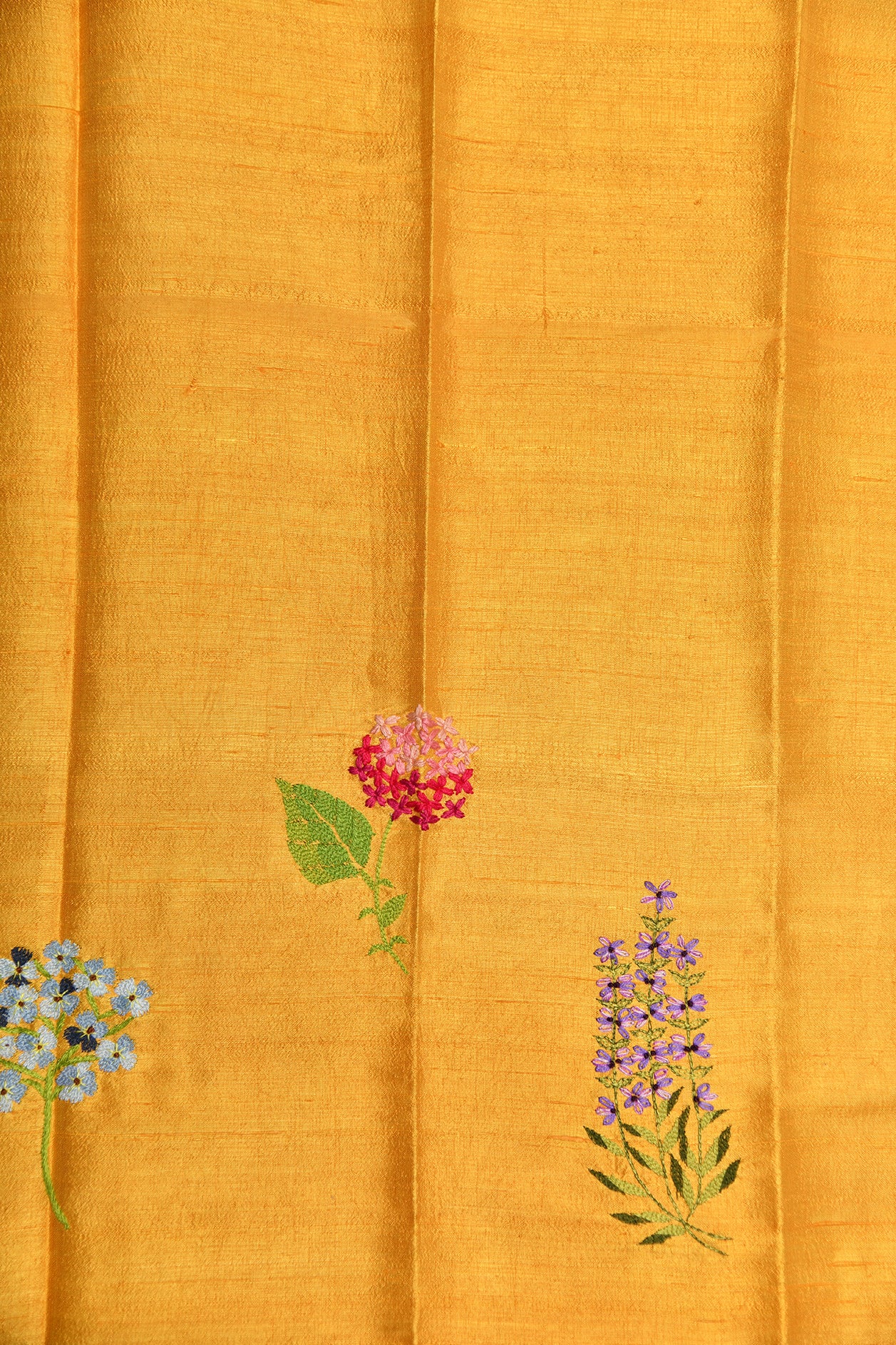 Embroidered  Floral Butta Mango Yellow Organza Silk Saree
