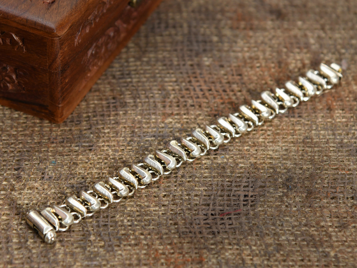 Traditional Jal Work Pure Silver Bracelet