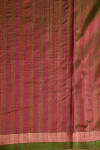 Small Zari Border With Stripes Apple Red Plain Silk Saree