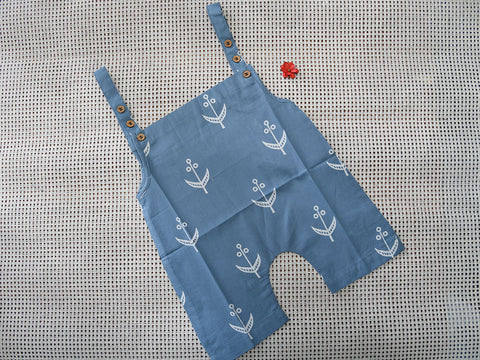 Assorted Set Of 2 Slate And Teal Blue Cotton Baby Dungarees