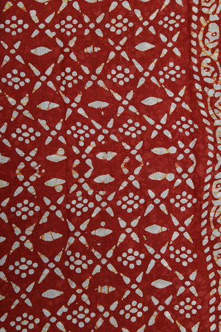 Batik Floral Printed Black And Maroon Ahmedabad Cotton Saree