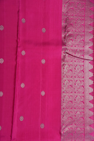 Silver Zari Rudraksha Butta Salmon Pink Kanchipuram Silk Saree