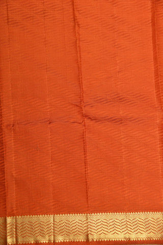 Chevron Zari Border With Self Design Ochre Orange Kanchipuram Silk Saree