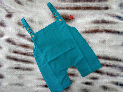 Assorted Set Of 2 Cerulean Blue And Bottle Green Cotton Baby Dungarees