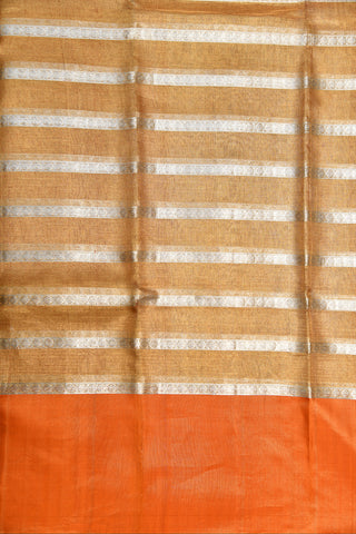 Ganga Jamuna Border Gold Tissue With Silver Zari Stripes Kanchipuram Silk Saree