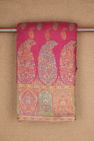 Allover Paisley Design Rani Pink Pashmina Silk Saree